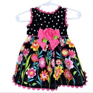 Floral Dress w/ Front Bow and Back Tie